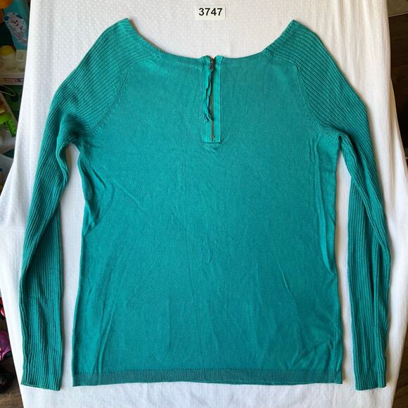 Ann Taylor LOFT Women Blouse (size XXS) Fits like size S Long Sleeve Knit Green - Picture 6 of 6